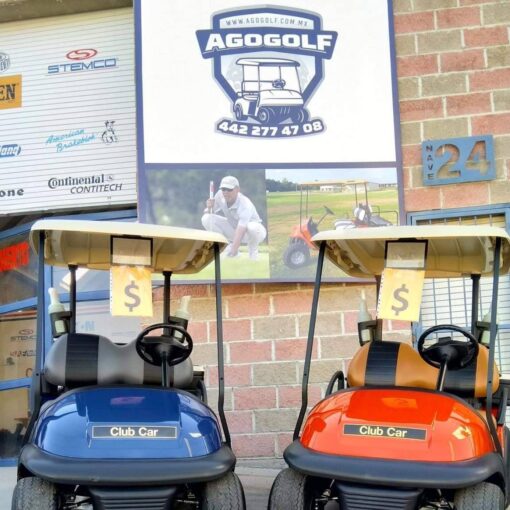 club car golf cart blue and red